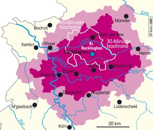 Einzugsbereich bezogen auf Recklinghausen