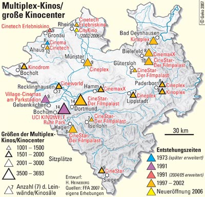 Multiplex-Kinos und große Kino-Center in Westfalen 2007