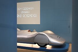 Replik des Rekordwagens Auto Union Typ R, in dem der Rennfahrer Bernd Rosemeyer 1938 tödlich verunglückte.